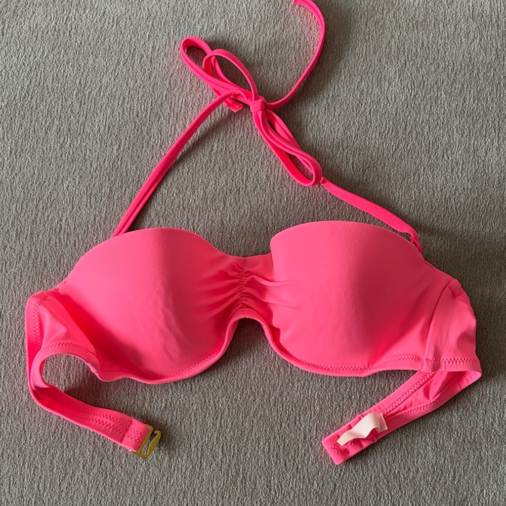 Neon Pink Bandeau Bikini Top 36B